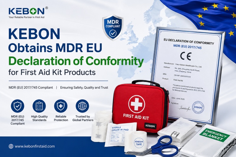 I kit di pronto soccorso KEBON ricevono la dichiarazione di conformità MDR UE