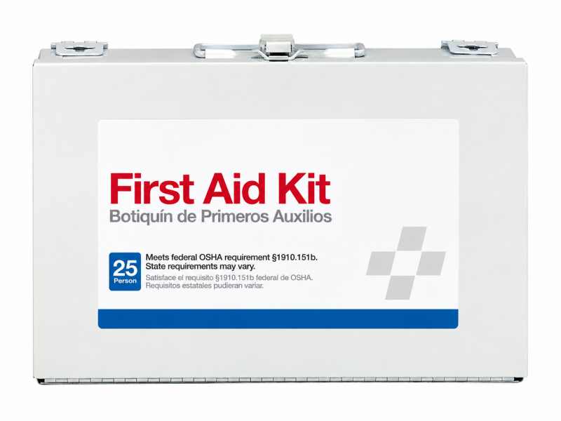 Kit di pronto soccorso in metallo per 25 persone | Kit di pronto soccorso di emergenza e sul posto di lavoro