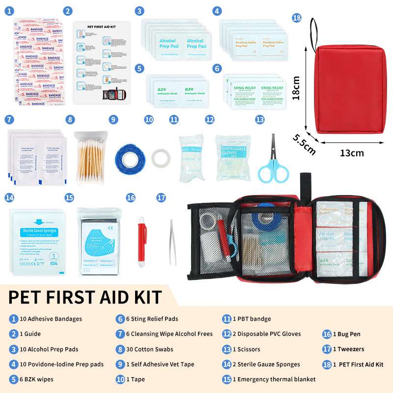 Kit di pronto soccorso compatto per cani e gatti - Kit medico di emergenza portatile
