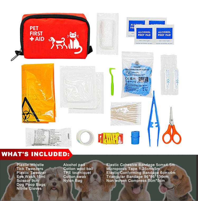 Kit di pronto soccorso portatile per animali domestici per cani e gatti - Kit medico di emergenza per viaggi, attività all'aperto e casa